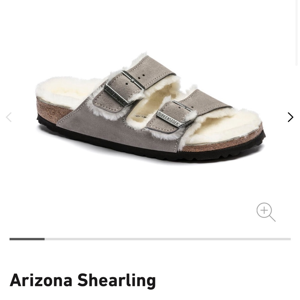 Birkenstock Arizona Shearling Sandals in Suede Leather - color stone